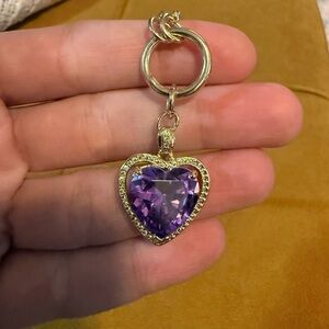 Gold Heart Pendant Necklace with Purple Gemstone